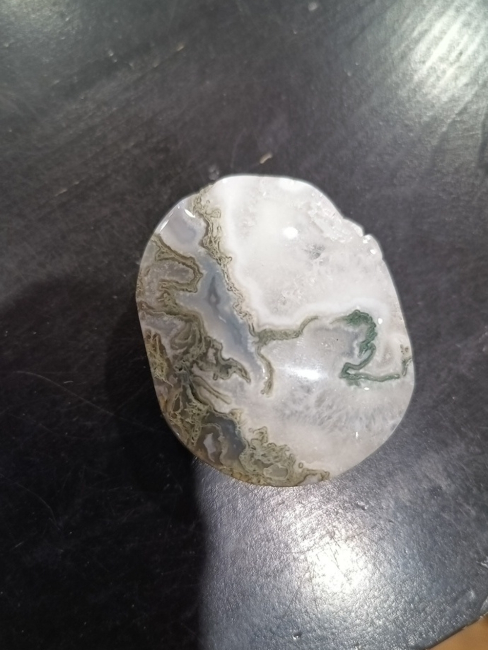 Polished Moss Agate Palm Stone